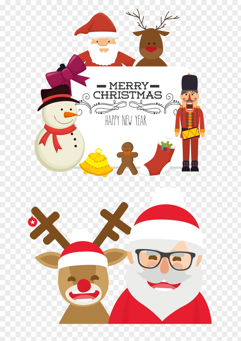 Vector Cartoon Santa Claus Reindeer Christmas PNG