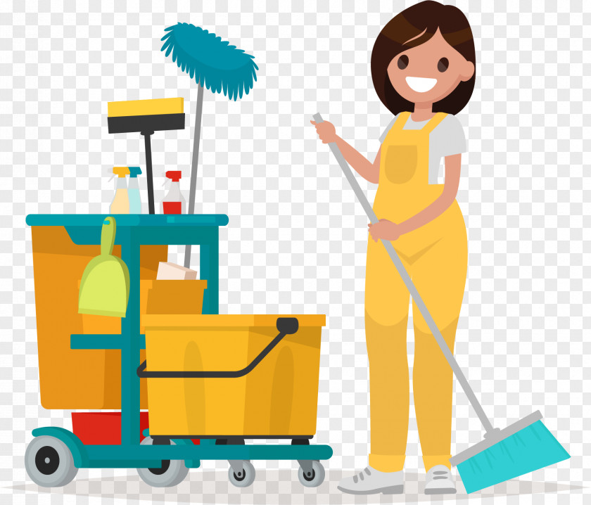 Cleaning Cartoon Janitor Cleaner Maid Service Commercial PNG