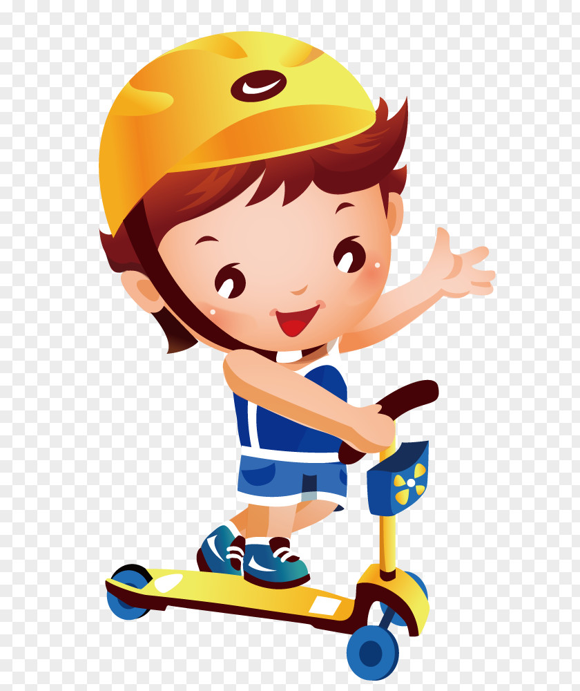 Happy To Play Scooter Kick Child Clip Art PNG