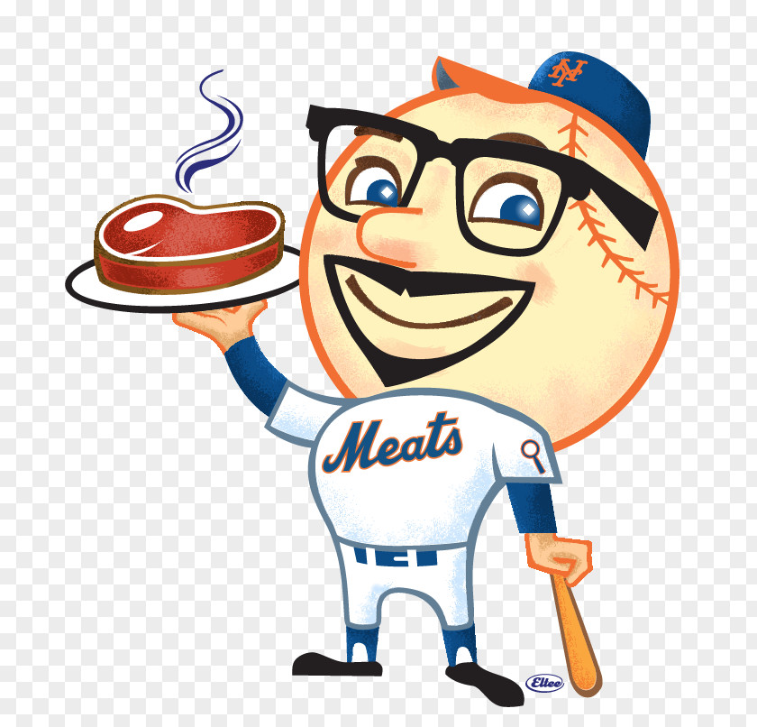 Meat Platters To Go Mr. Met New York Mets Mascot Cartoon T-shirt PNG