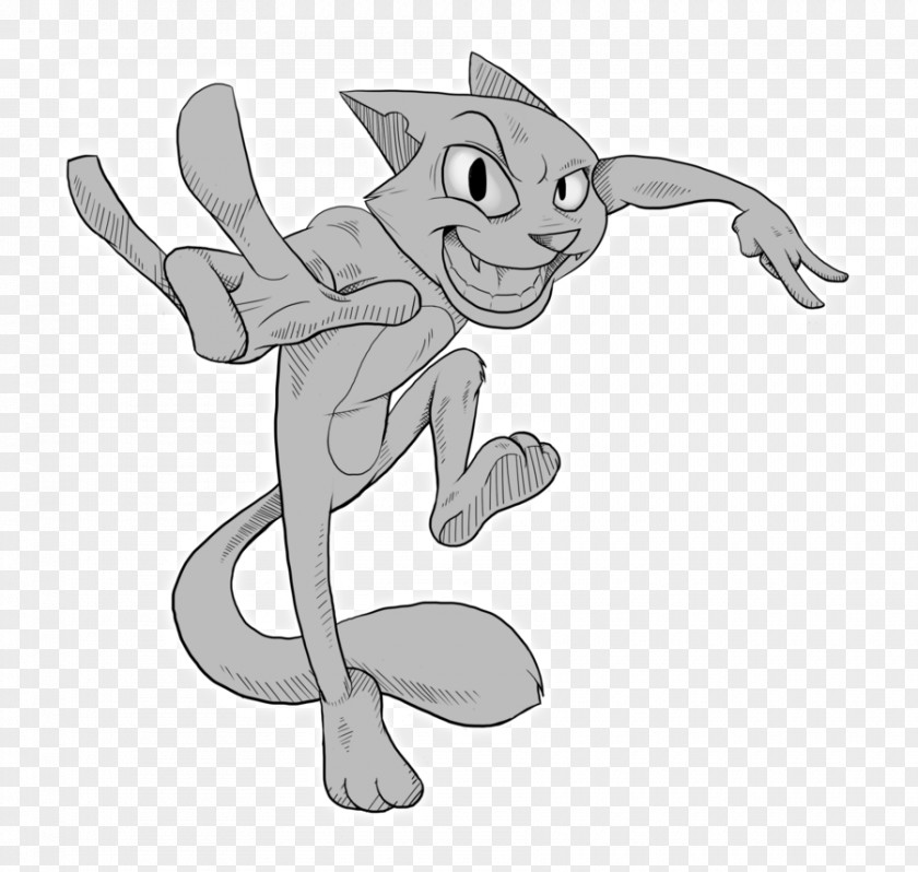 Cat Giving The Finger Line Art Carnivora Sketch PNG