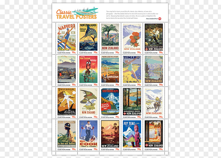 Creative Travel Posters New Zealand Post Postage Stamps Mail Stamp Collecting PNG