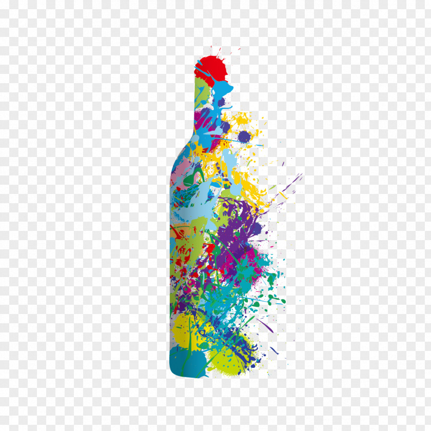 Creative Watercolor Bottles Wine Label Bottle Painting PNG