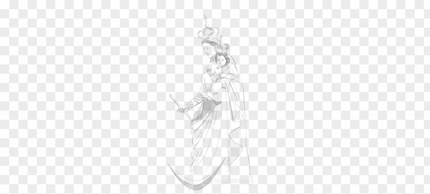 Statue Of Guanyin Macau Line Art Drawing White Character Body Jewellery PNG