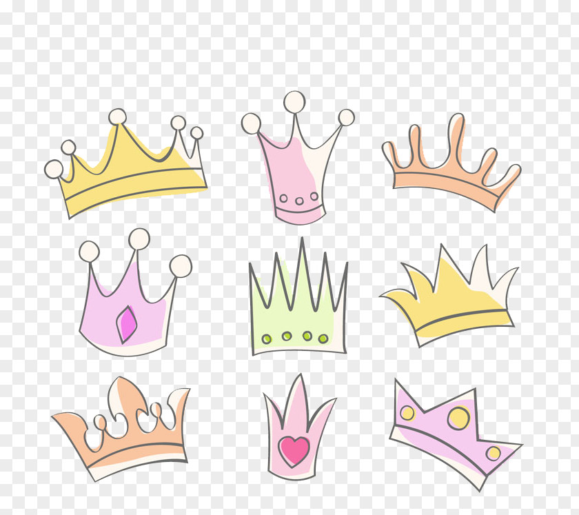 Cartoon Painted Crown Icon Tiara Drawing Clip Art PNG