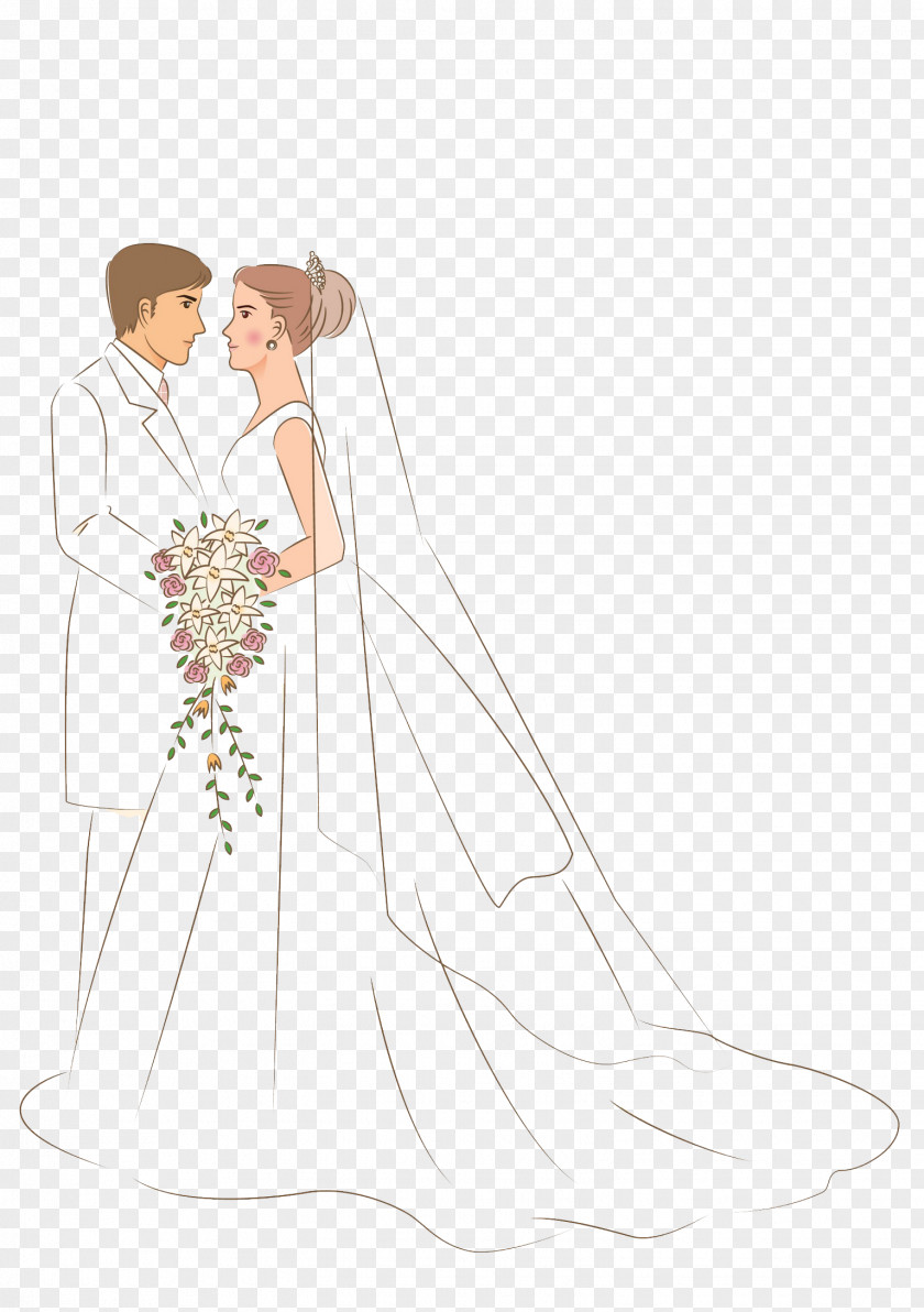 Cartoon Wedding Dress Drawing Illustration PNG