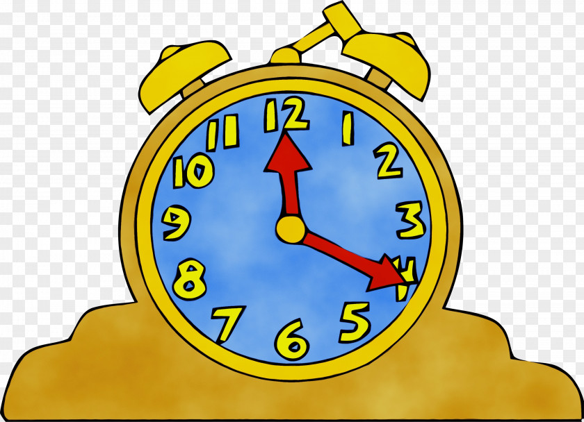 Number Cartoon Yellow Clock Alarm Circle PNG