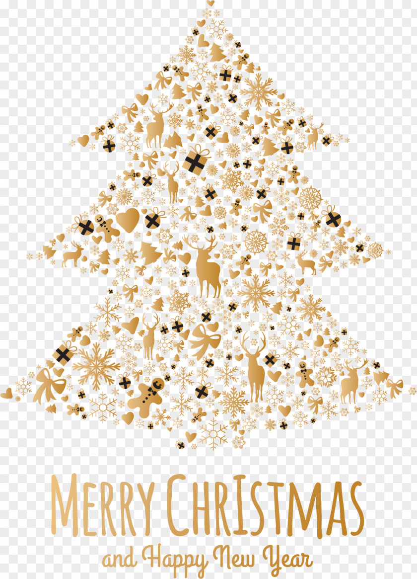 Golden Snowflake Christmas Tree PNG