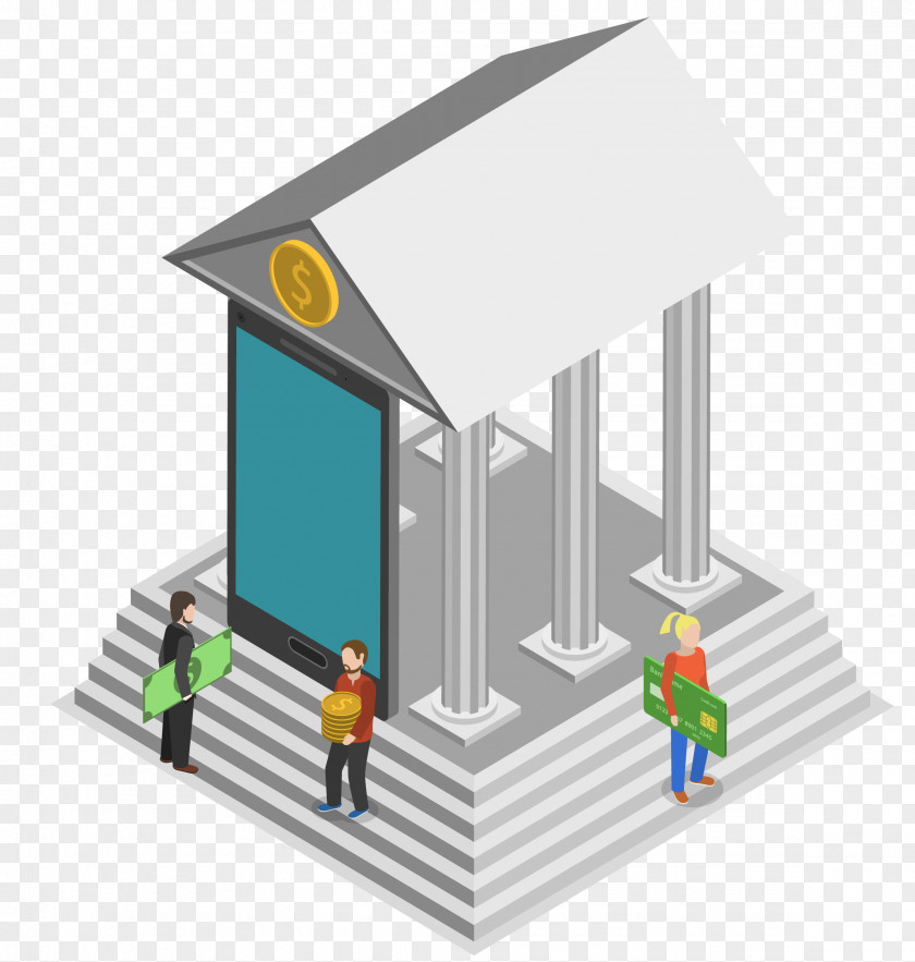 Abstract Phone Mobile Banking Isometric Projection PNG