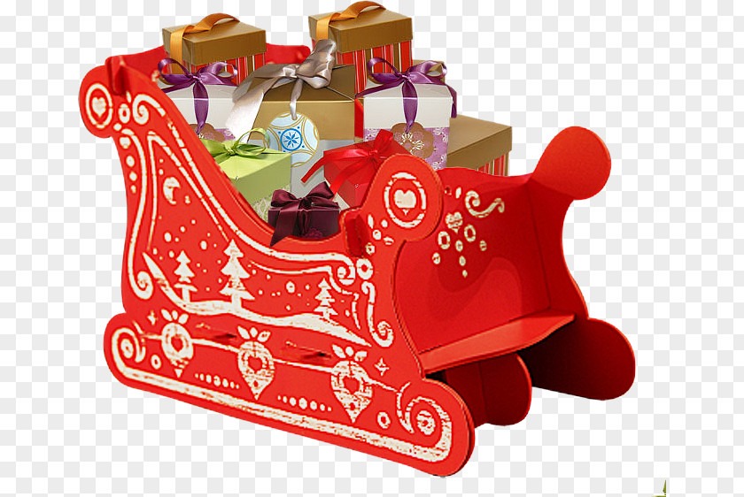 Christmas Ded Moroz Paper Sled Cardboard PNG