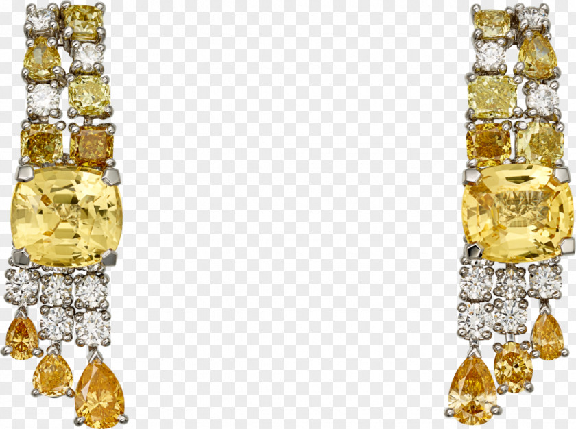 Gold Earring Jewellery Sapphire Diamond PNG