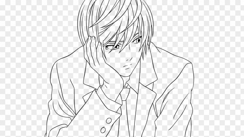 Light Yagami Line Art Drawing Sketch PNG