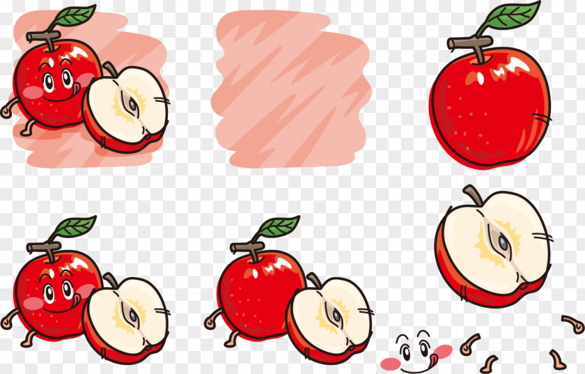 Cartoon Painted Apple Worm Clip Art PNG