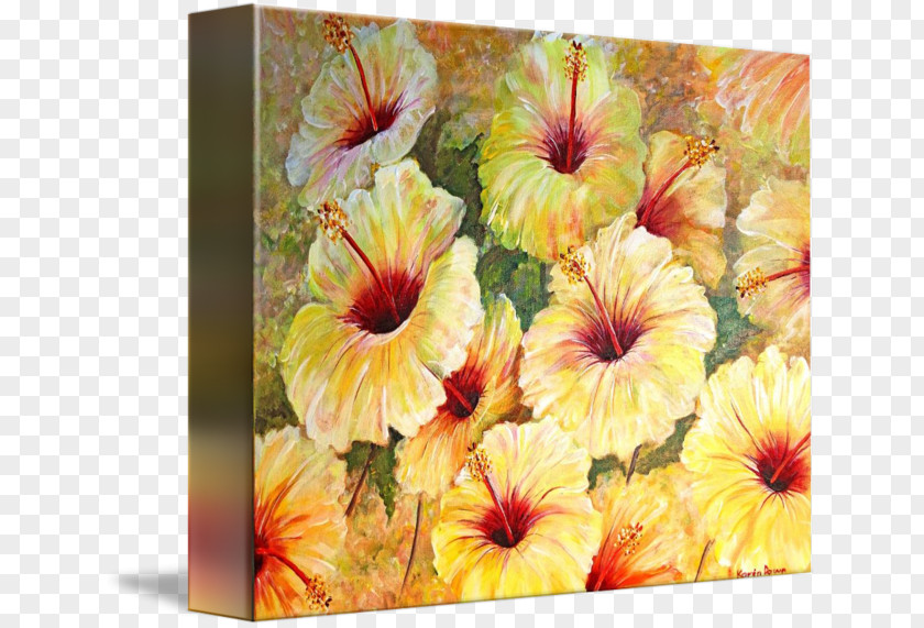 Hibiscus Watercolor Painting Canvas Print Art Still Life PNG