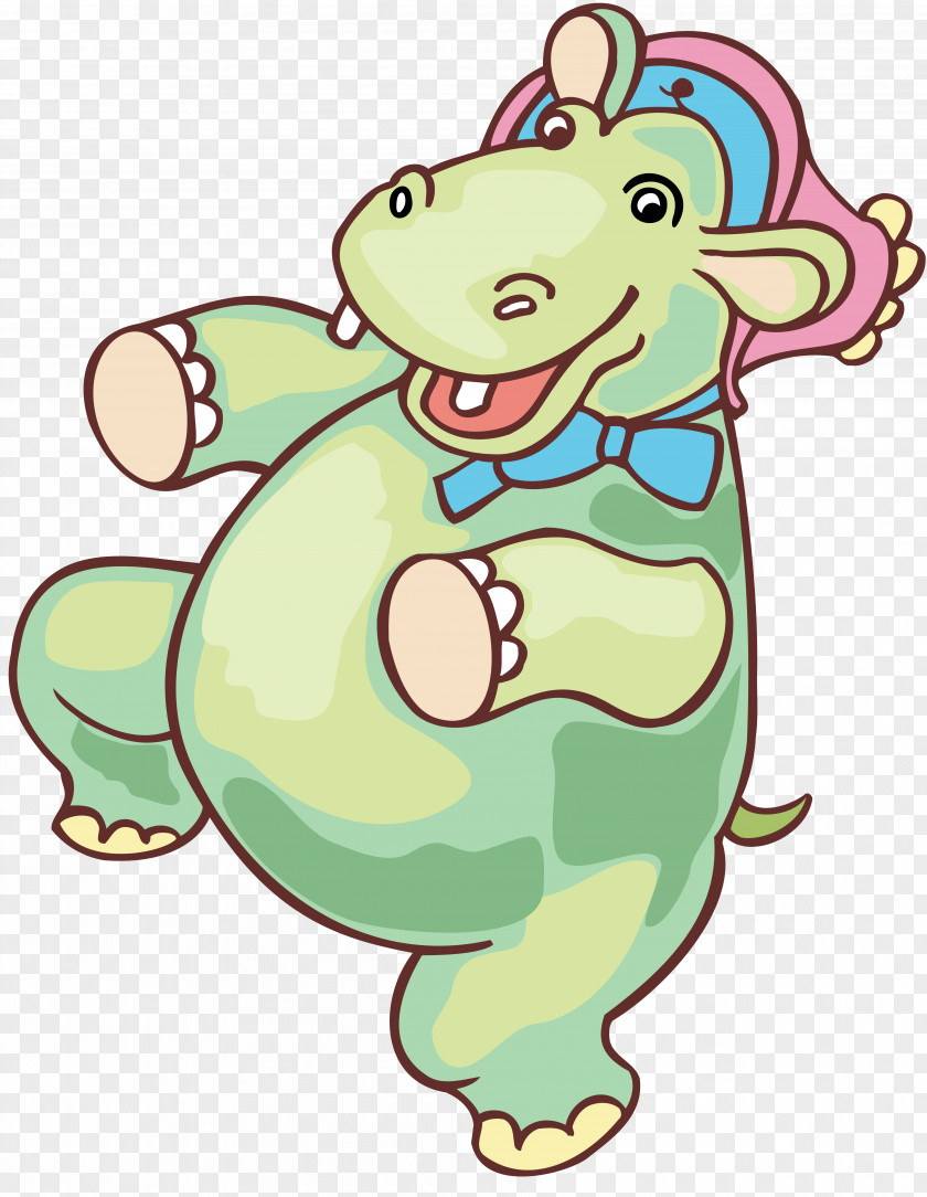 Green Cartoon Hippo Hippopotamus Animation PNG