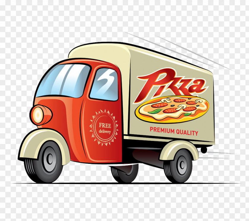 Pizza Delivery Car Design PNG