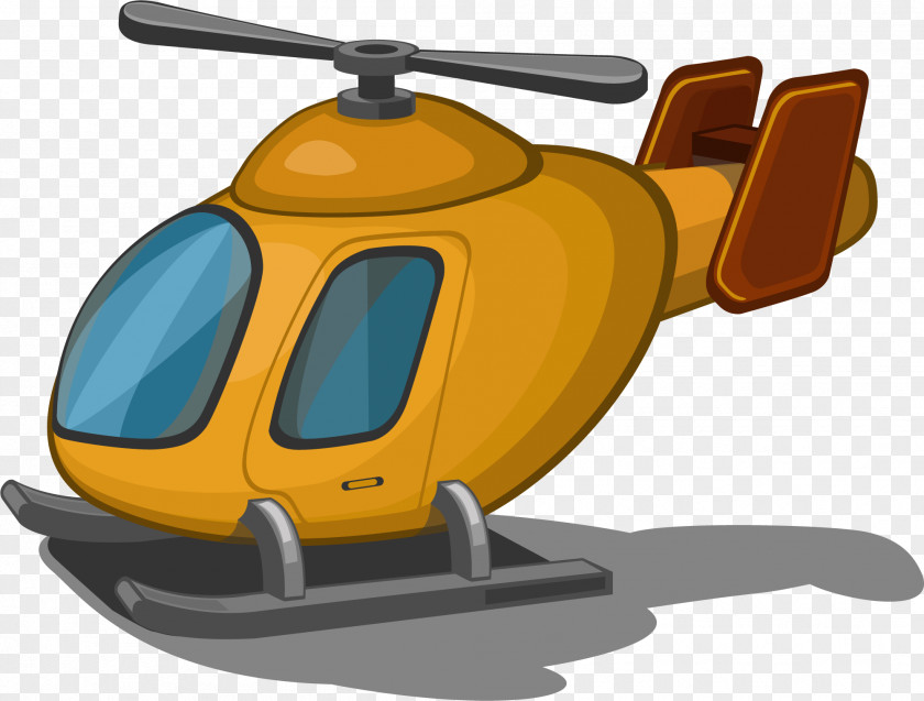 Cartoon Yellow Helicopter Rotor Airplane PNG