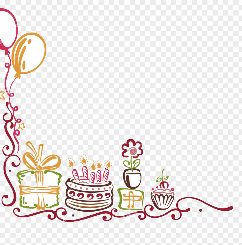 Birthday Border Cake Party Happy To You Clip Art PNG