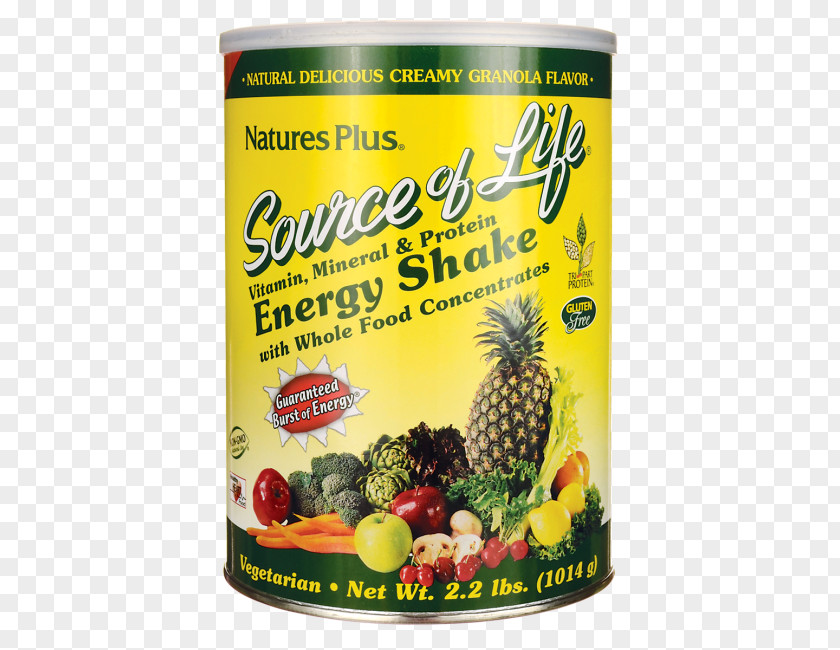 Energy Burst Vitamins Nature's Plus Source Of Life Shake Natural Foods Vegetarian Cuisine Cream PNG