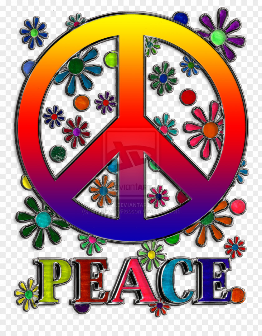 Hippie Peace Symbols Flower Sticker PNG