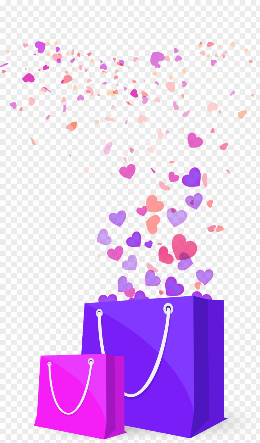 Vector Illustration Love Floated Shopping Bag Euclidean Computer File PNG