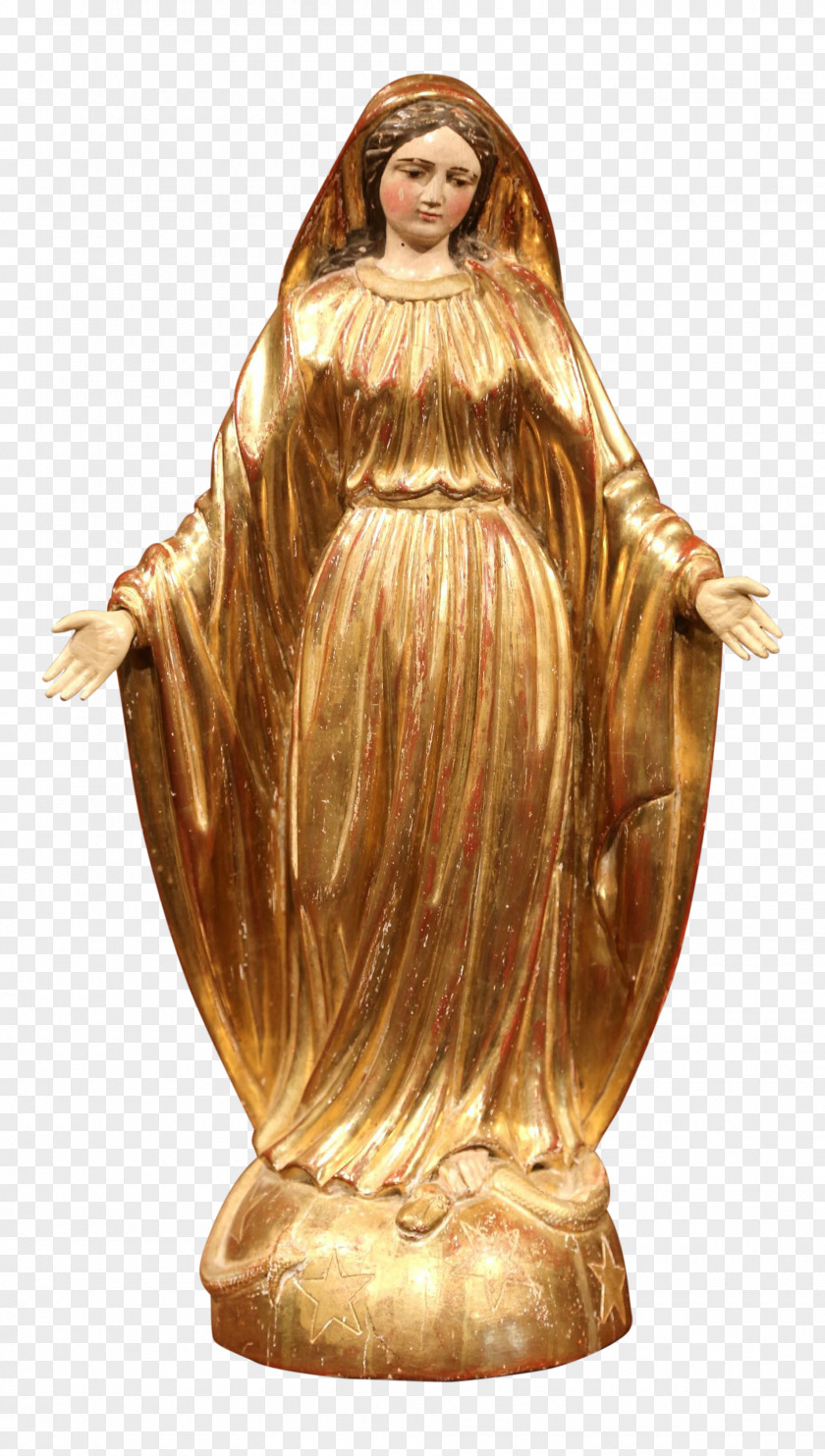 Virgin Mary Statue Figurine Bust Sculpture Polychrome PNG