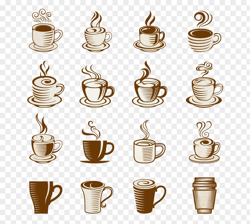 Hand-painted Coffee Collection Cappuccino Tea Latte Espresso PNG