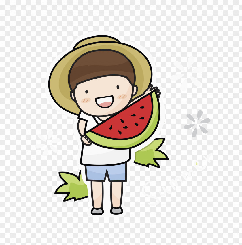 Watermelon Boy Illustration PNG