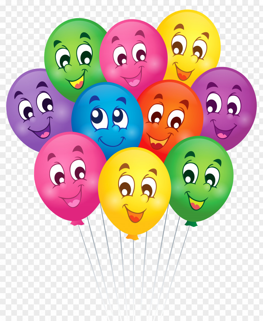 Balloons With Faces Cartoon Clipart Picture Birthday Wish Greeting Card Clip Art PNG
