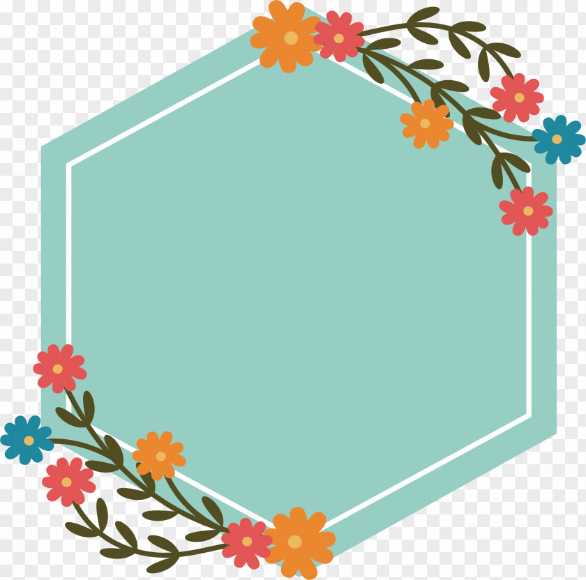 Green Hexagonal Flower Title Box Hexagon Clip Art PNG