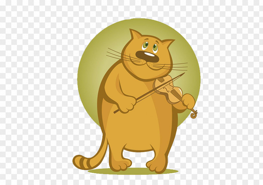 Cartoon Cat Violin Technique Illustration PNG