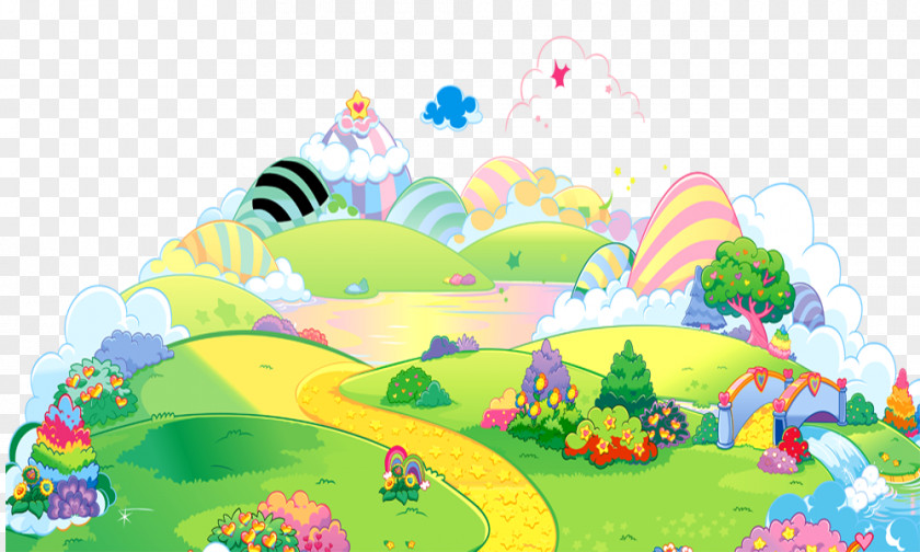Hand-painted Grass Cartoon Park Illustration PNG