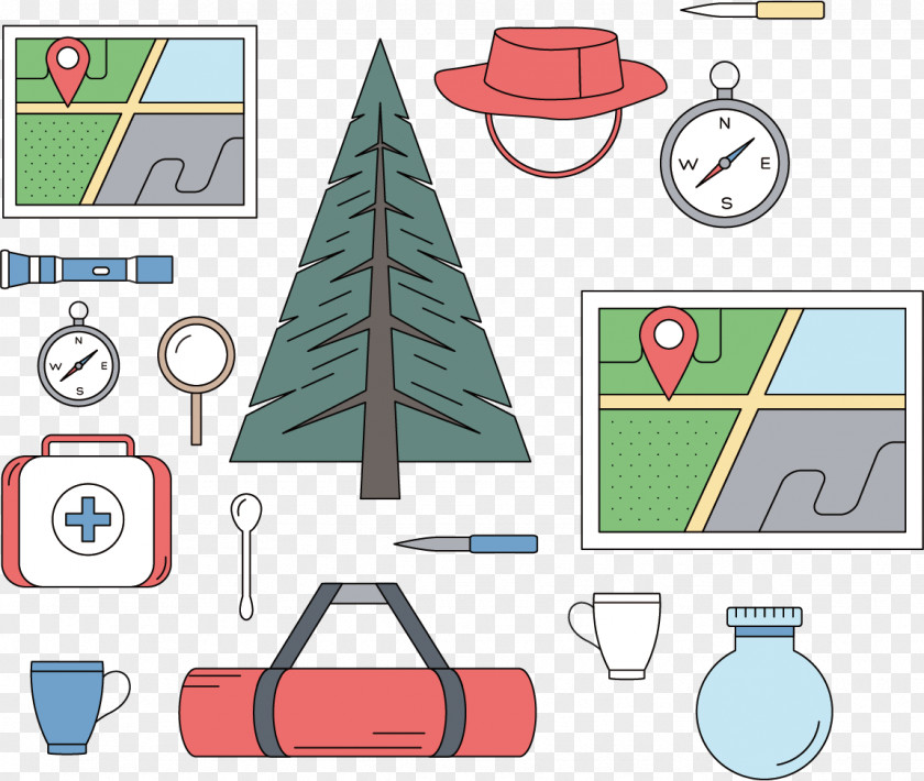 Map Posters Material Supplies First Aid Kit Flat Design Illustration PNG