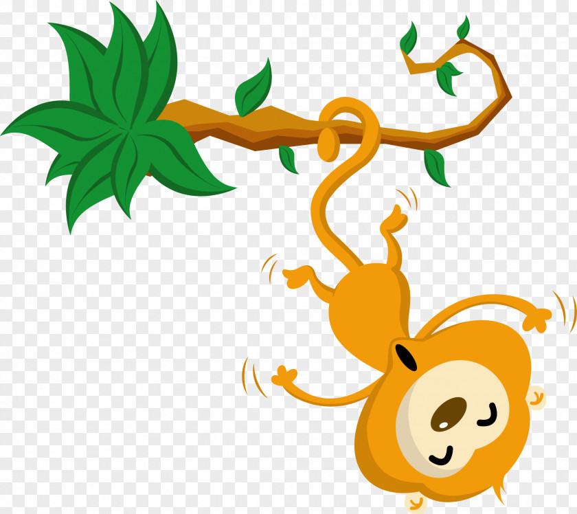 Monkey Hanging From A Tree Sticker Clip Art PNG