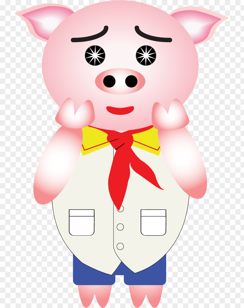 Vector Cute Hand-painted Pig Domestic Illustration PNG