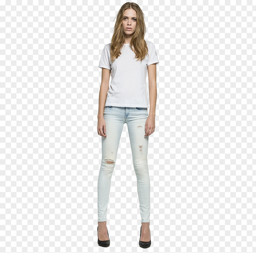 Ladies Jeans T-shirt Shoulder Denim Leggings PNG