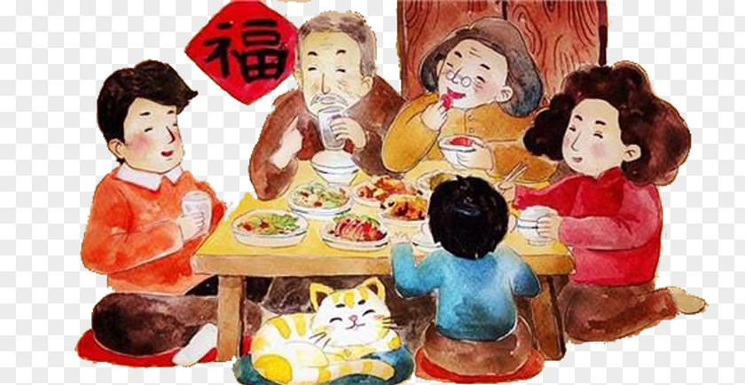 Cartoon Chinese New Year Customs China Dinner Oudejaarsdag Van De Maankalender PNG