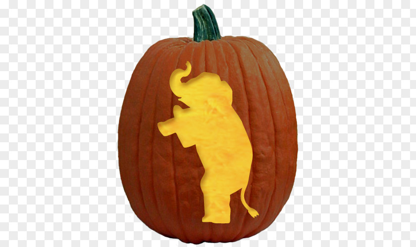 Elephant Motif Jack-o'-lantern Pumpkin Carving Stencil Pattern PNG