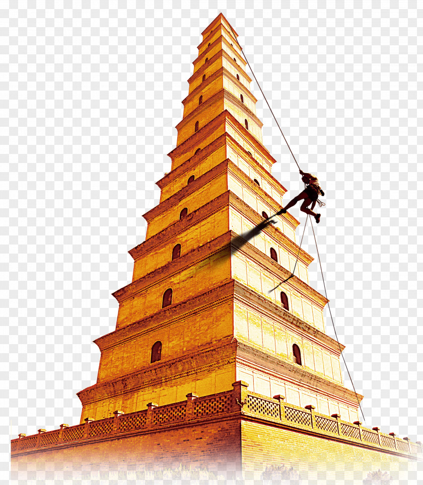 Pyramid Characters Giant Wild Goose Pagoda Chinese Temple Tower PNG