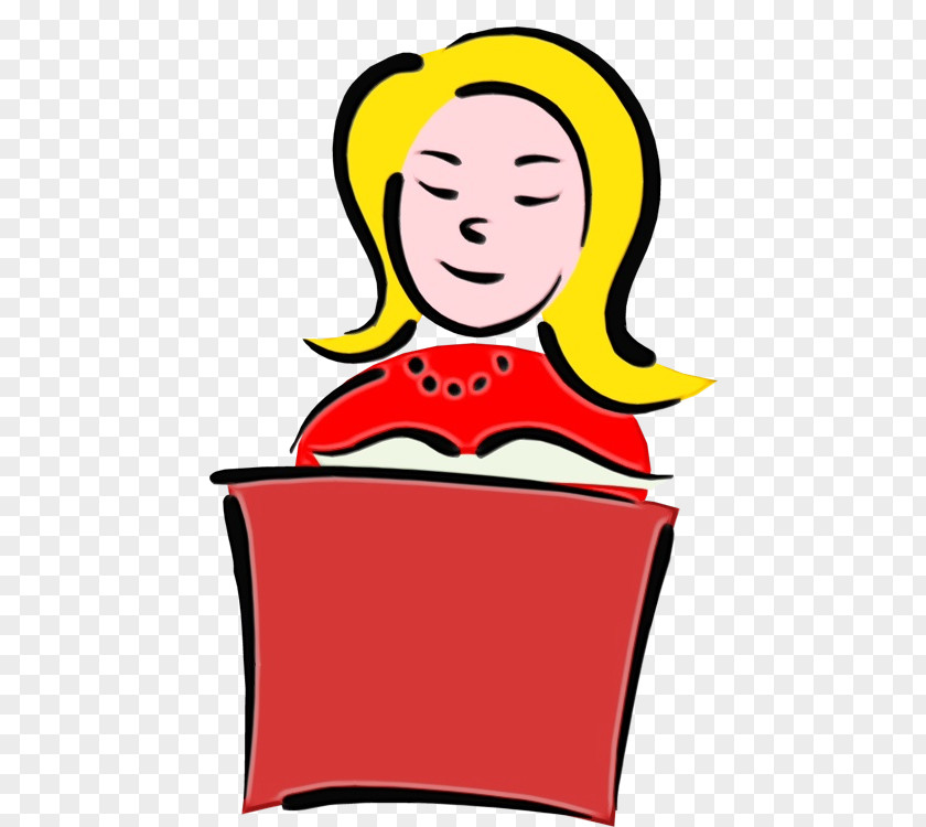 Reading Pleased Watercolor Cartoon PNG