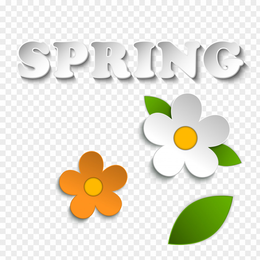 Spring New Flower Stickers ThreeDimensional Word Vector Clip Art PNG
