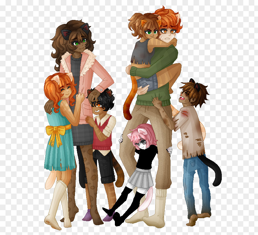 Family Cat Human Behavior Friendship Figurine Character PNG