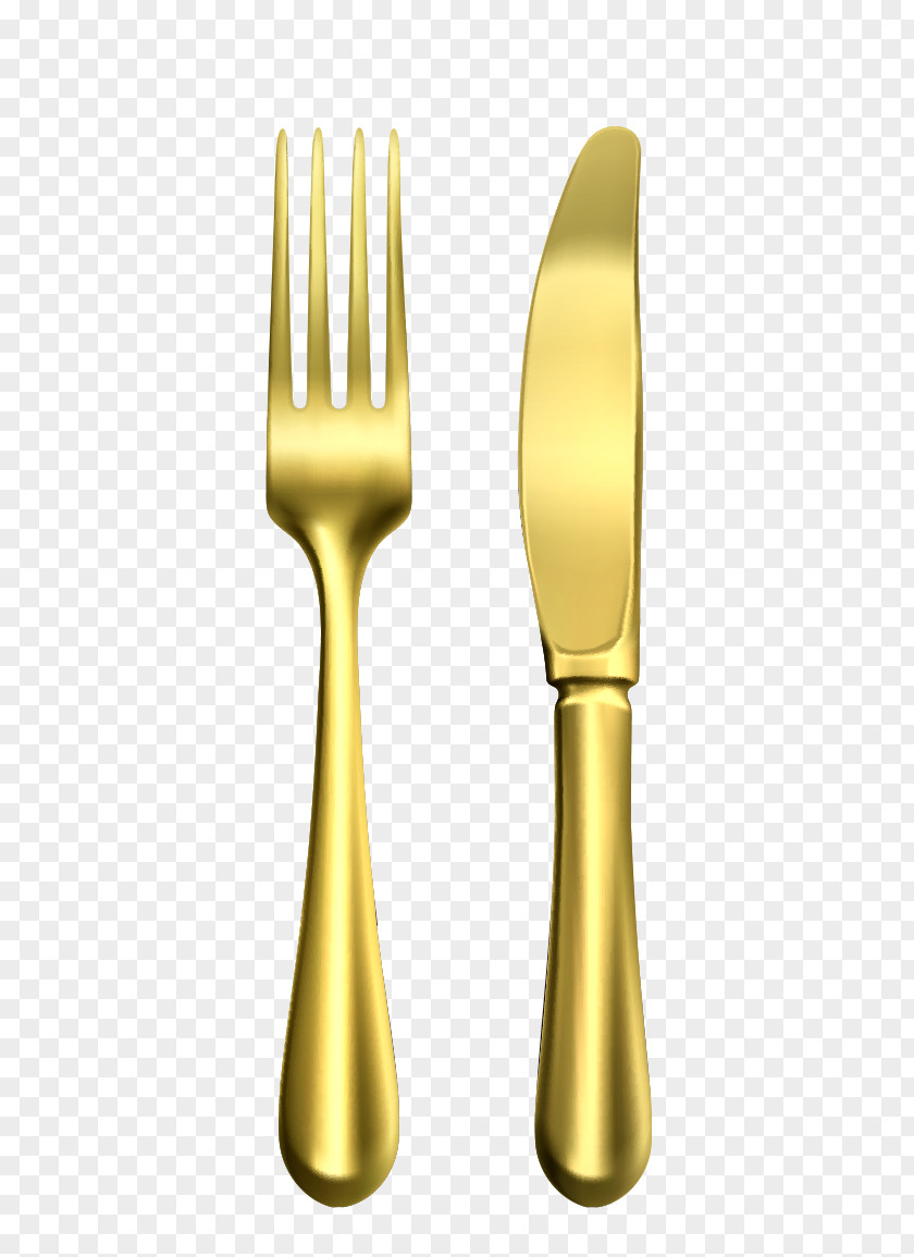 Gold Metal Fork Vector Knife Spoon PNG