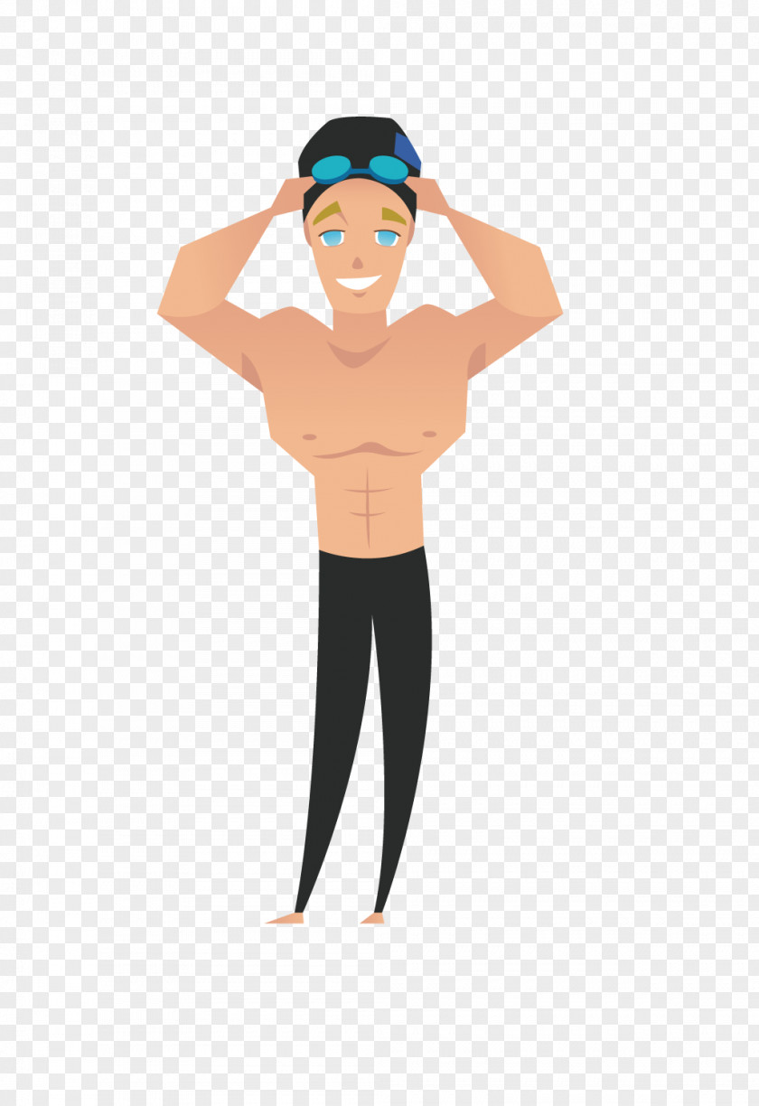 Swimming Boy Vector Cartoon Illustration PNG