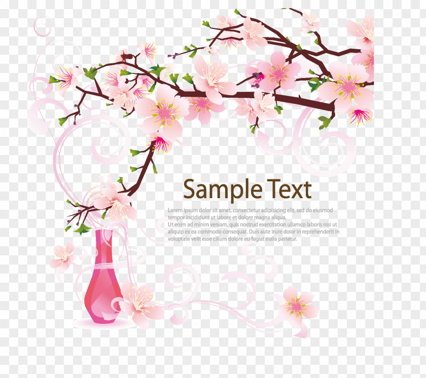 Fantasy Fashion Pattern Vase Withered Plum Paper Wall Decal Sticker PNG