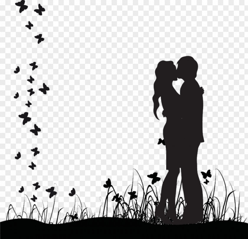 Kiss Silhouette Couple PNG
