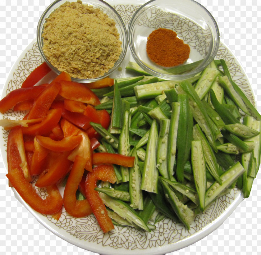 Okra Vegetarian Cuisine Indian Veggie Burger Food Dish PNG