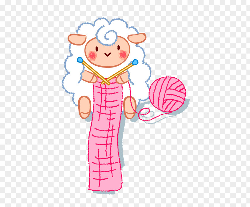 Knitting Little Sheep Textile Scarf Clip Art PNG