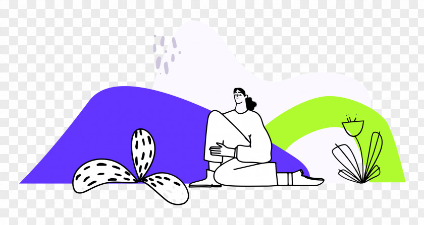 Person Sitting With Plants PNG