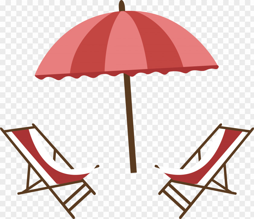 Red Striped Beach Lounge Umbrella Clip Art PNG